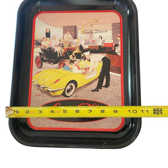 Coca Cola Vintage 1995 "Family Drive-In" Themed Metal Serving Tray * Flawed * - Picture 10 of 16